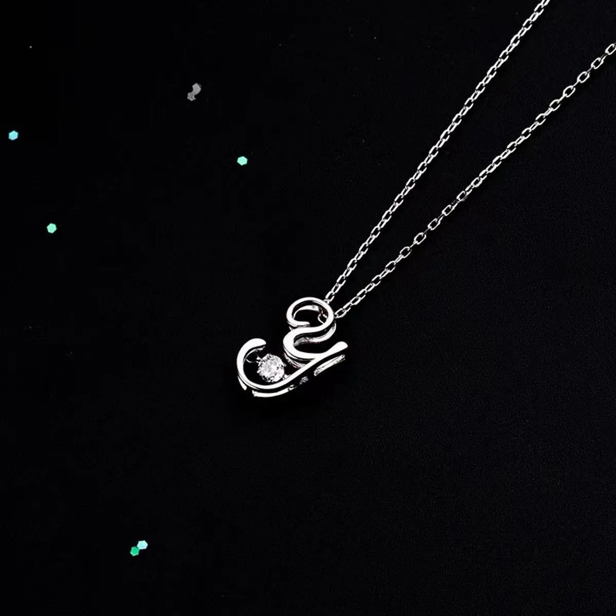 1 Piece Simple Style Letter Sterling Silver Inlay Zircon Pendant Necklace