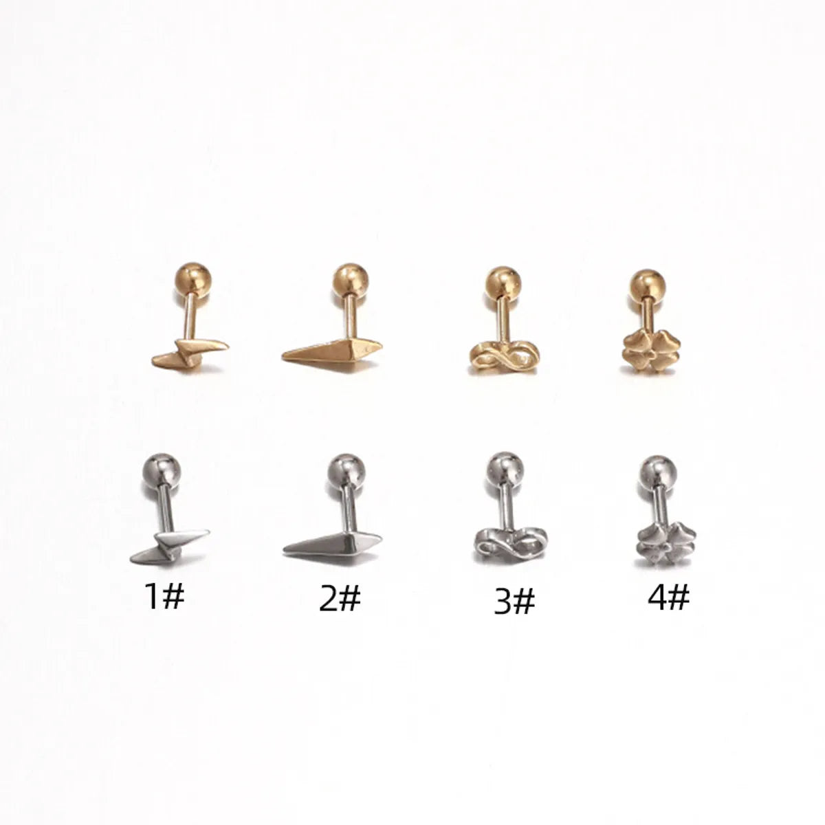 1 Piece Simple Style Lightning Plating Stainless Steel Ear Studs