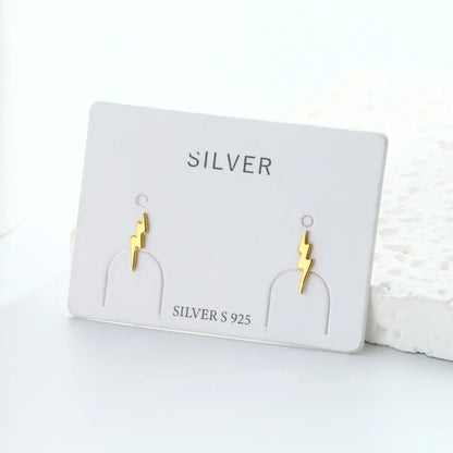 1 Piece Simple Style Lightning Plating Sterling Silver Ear Studs