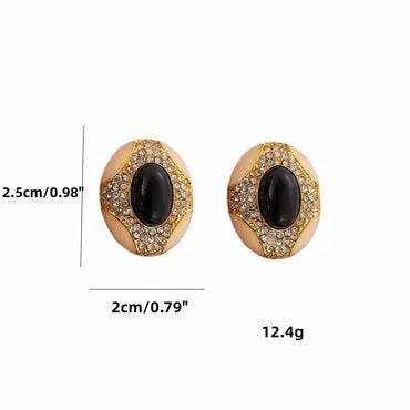 1 Piece Simple Style Oval Inlay Zinc Alloy Rhinestones Ear Studs