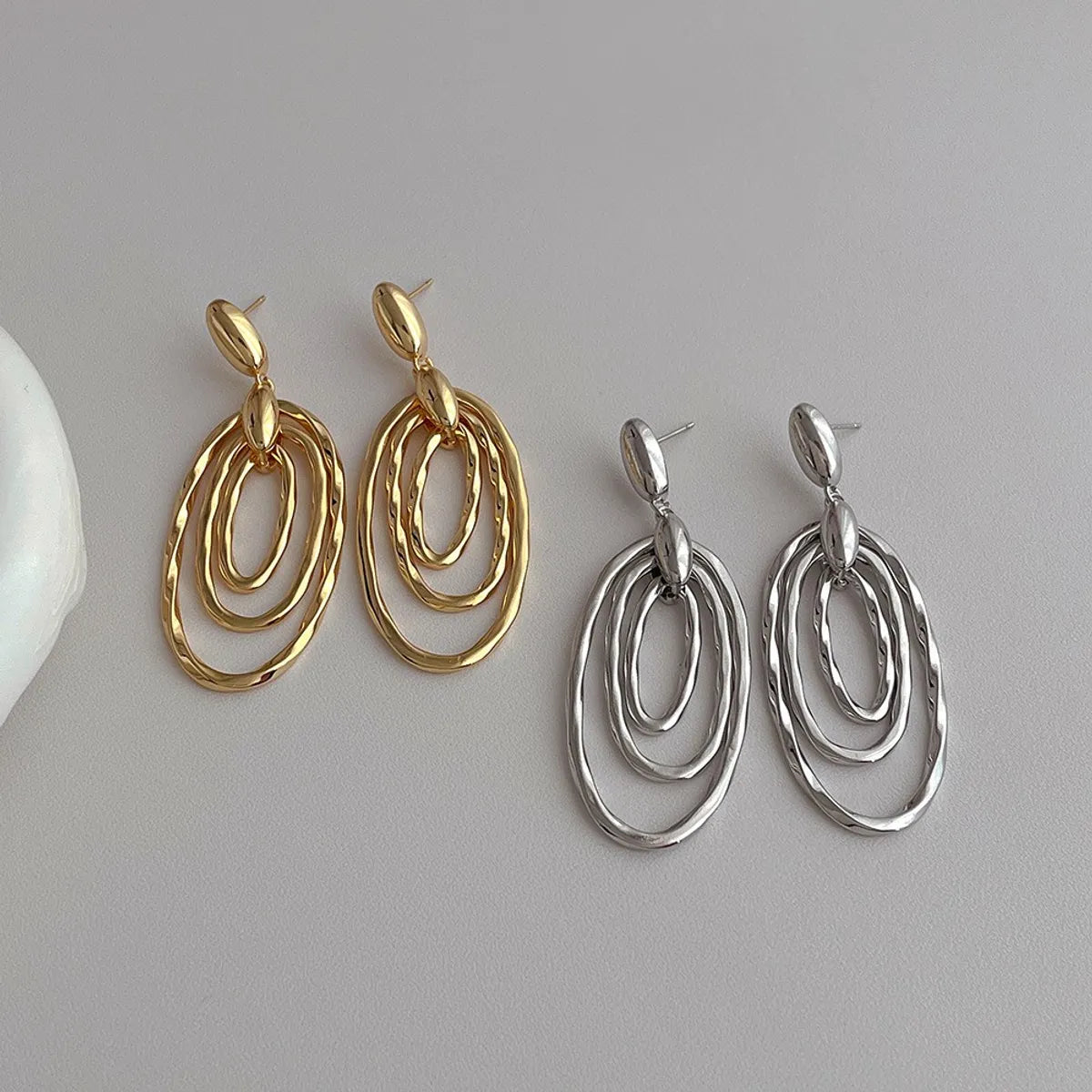 1 Piece Simple Style Oval Plating Copper 18k Gold Plated White Gold Plated Drop Earrings