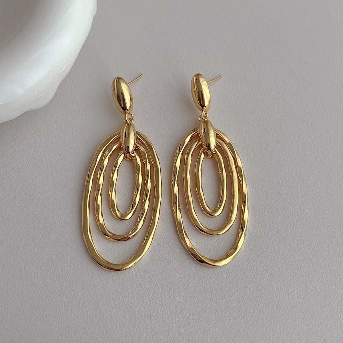 1 Piece Simple Style Oval Plating Copper 18k Gold Plated White Gold Plated Drop Earrings