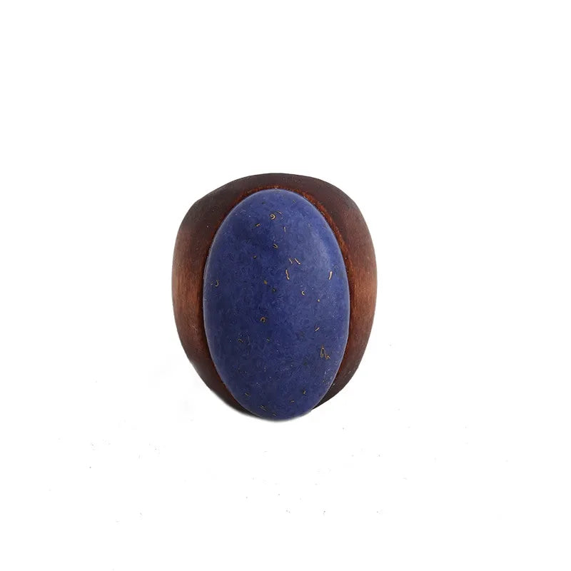 1 Piece Simple Style Oval Wood Inlay Lapis Lazuli Women'S Rings