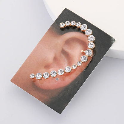 1 Piece Simple Style Oversized Circle Inlay Alloy Rhinestones Ear Clips Ear Studs