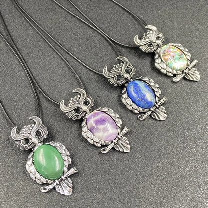 1 Piece Simple Style Owl Gem Plating Natural Stone Necklace