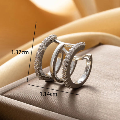 1 Piece Simple Style Paper Clip Flower Inlay Stainless Steel Copper Zircon Hoop Earrings