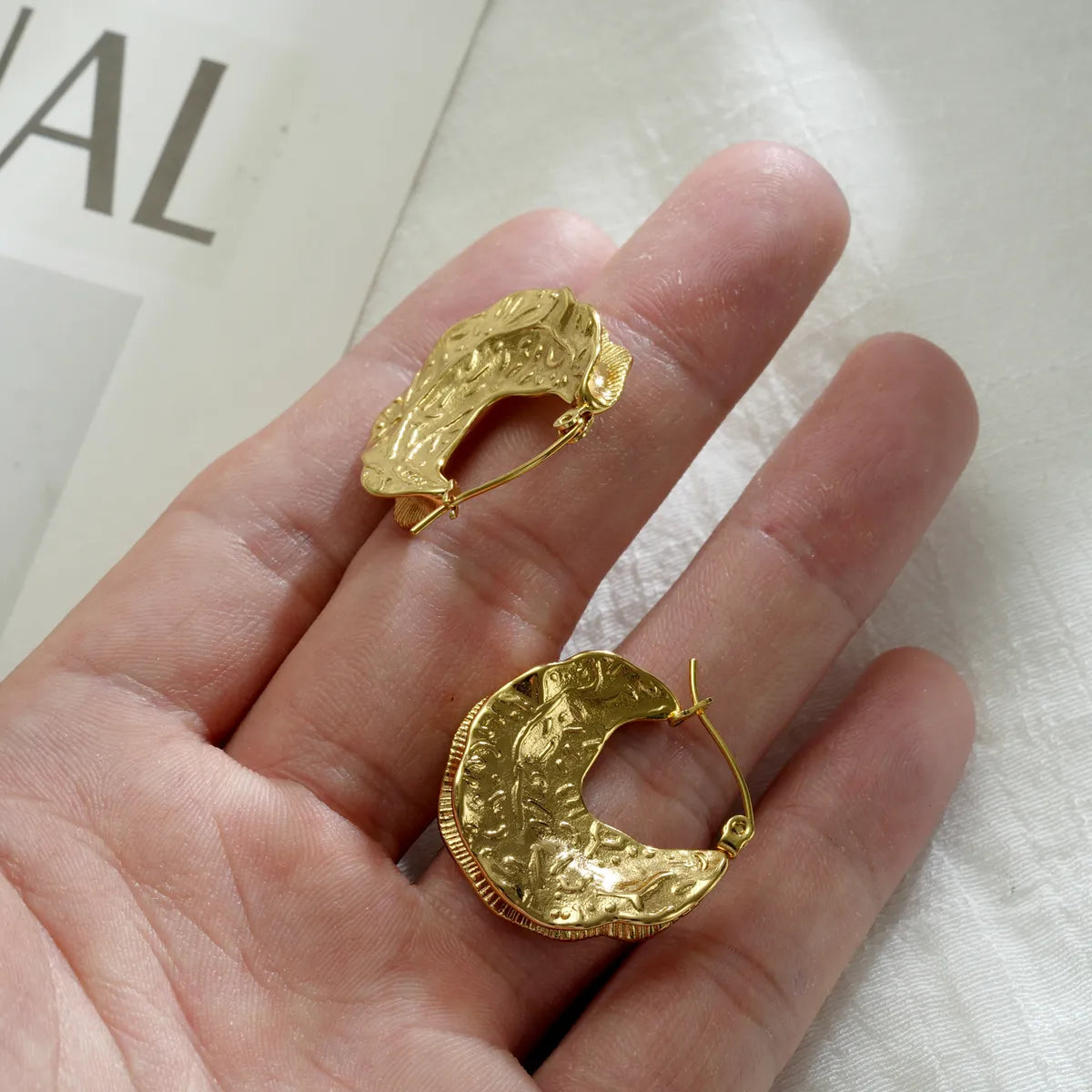 1 Piece Simple Style Printing Plating 304 Stainless Steel 18K Gold Plated Earrings