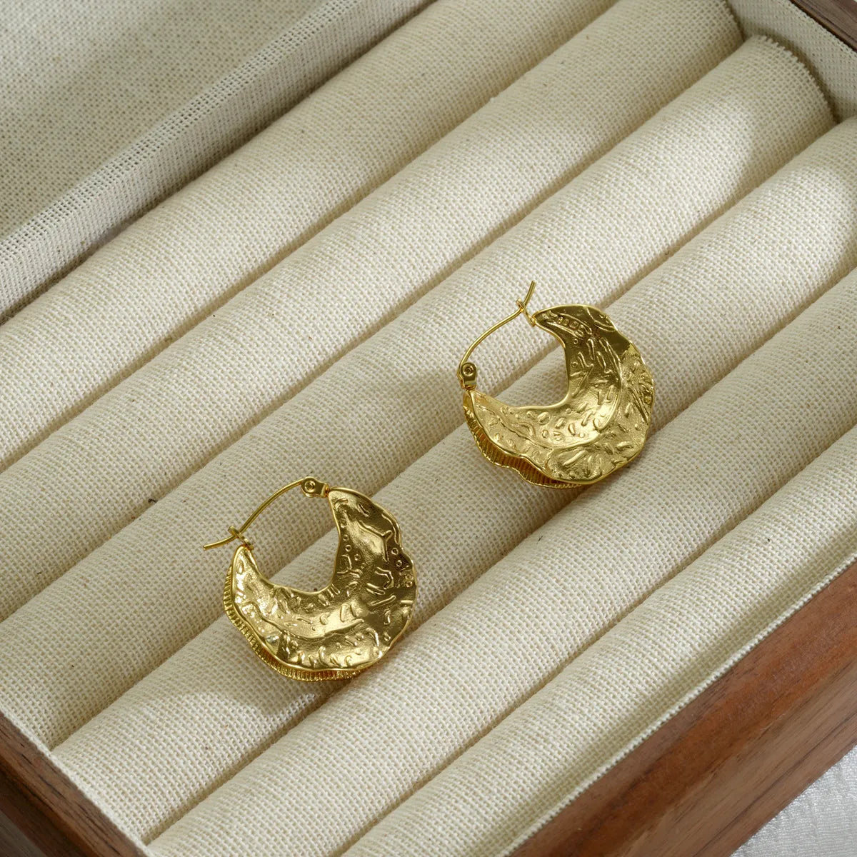 1 Piece Simple Style Printing Plating 304 Stainless Steel 18K Gold Plated Earrings