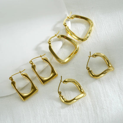 1 Piece Simple Style Quadrilateral Knot Plating 304 Stainless Steel 18K Gold Plated Earrings