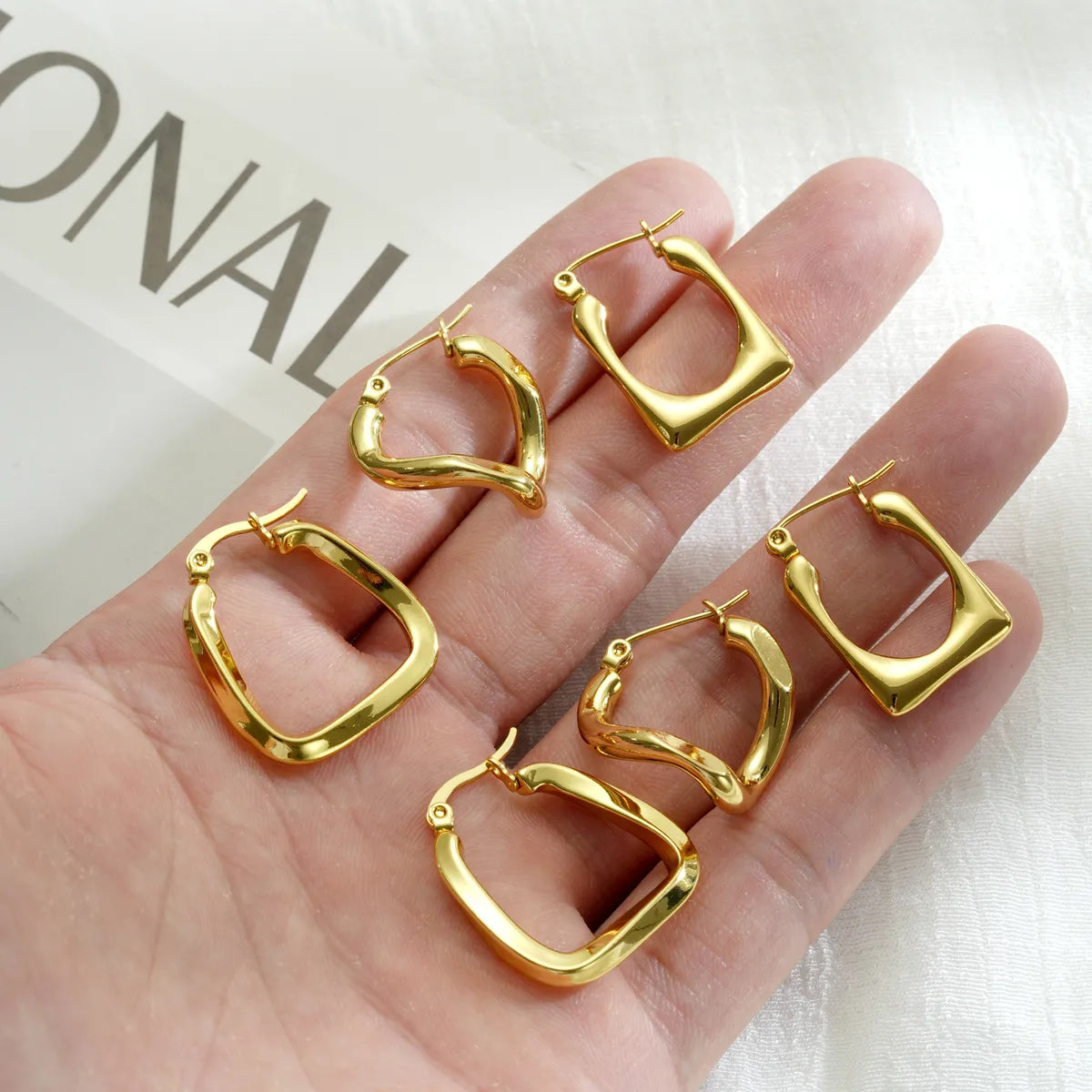 1 Piece Simple Style Quadrilateral Knot Plating 304 Stainless Steel 18K Gold Plated Earrings