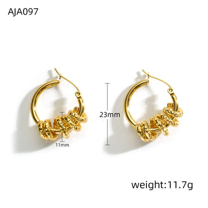 1 Piece Simple Style Quadrilateral Knot Plating 304 Stainless Steel 18K Gold Plated Earrings