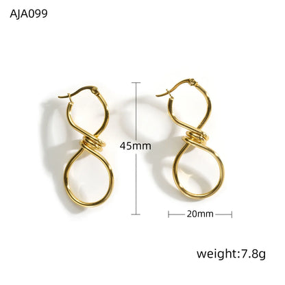 1 Piece Simple Style Quadrilateral Knot Plating 304 Stainless Steel 18K Gold Plated Earrings