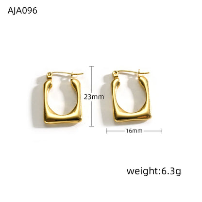 1 Piece Simple Style Quadrilateral Knot Plating 304 Stainless Steel 18K Gold Plated Earrings