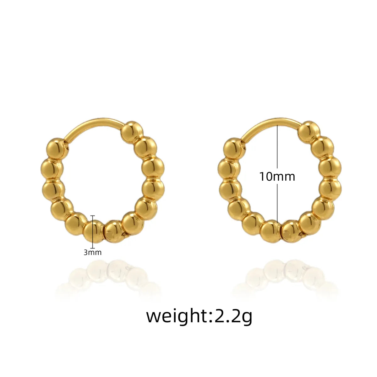 1 Piece Simple Style Round 304 Stainless Steel 18K Gold Plated Earrings