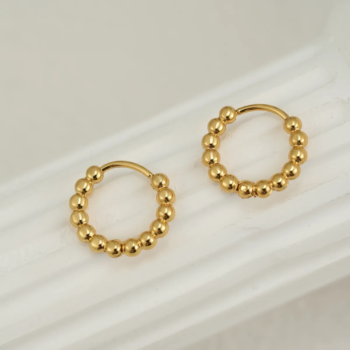 1 Piece Simple Style Round 304 Stainless Steel 18K Gold Plated Earrings