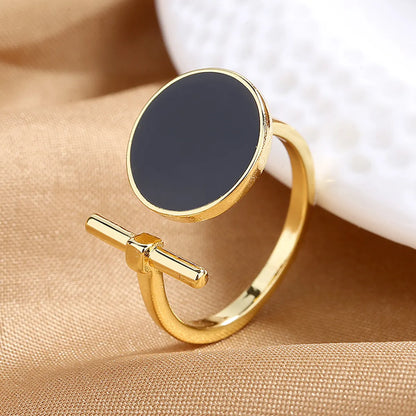 1 Piece Simple Style Round Copper Inlay Open Ring