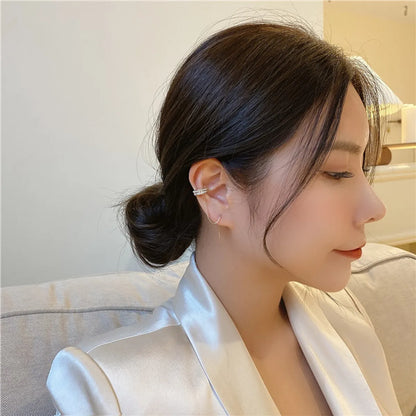 1 Piece Simple Style Round Enamel Inlay Copper Pearl Zircon Ear Cuffs