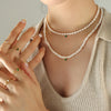 1 Piece Simple Style Round Freshwater Pearl Titanium Steel Plating Inlay Zircon Pendant Necklace
