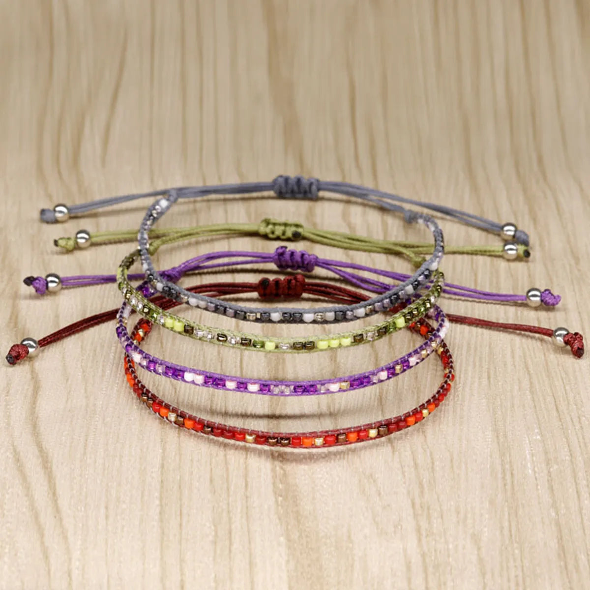 1 Piece Simple Style Round Multicolor Rope Beaded Knitting Women's Bracelets