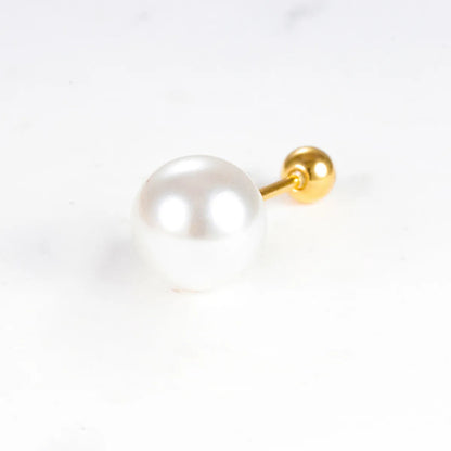 1 Piece Simple Style Round Plating Inlay Copper Pearl 18k Gold Plated Ear Studs