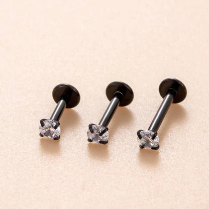 1 Piece Ear Cartilage Rings & Studs Simple Style Round 316 Stainless Steel  Plating Inlay Zircon