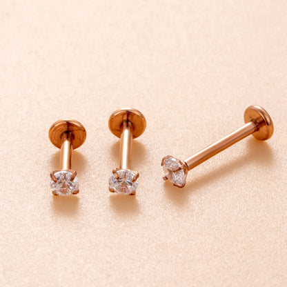 1 Piece Ear Cartilage Rings & Studs Simple Style Round 316 Stainless Steel  Plating Inlay Zircon