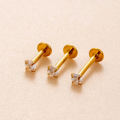 1 Piece Ear Cartilage Rings & Studs Simple Style Round 316 Stainless Steel  Plating Inlay Zircon