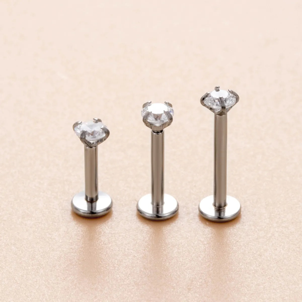 1 Piece Ear Cartilage Rings & Studs Simple Style Round 316 Stainless Steel  Plating Inlay Zircon