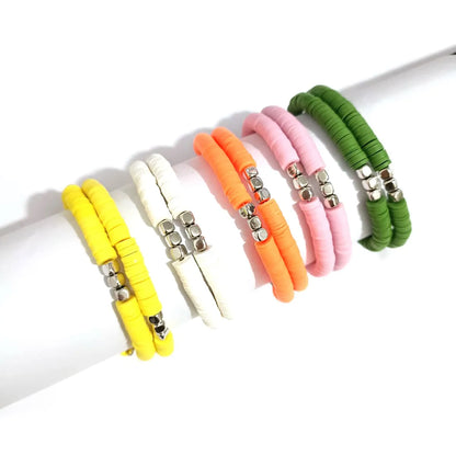 1 Piece Simple Style Round Soft Clay Beaded Handmade Women's Wristband