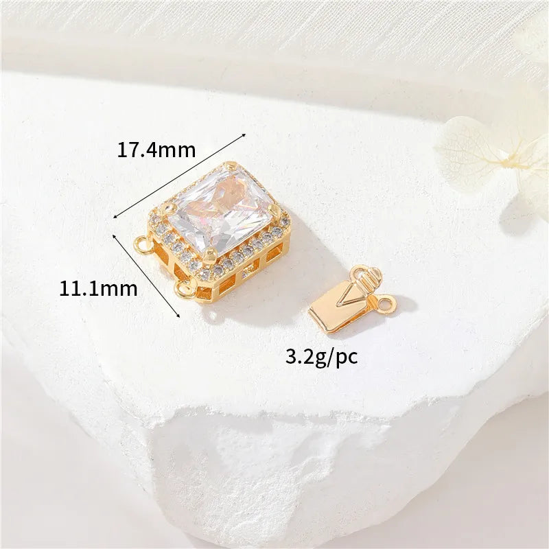 1 Piece Copper Artificial Gemstones Shell Zircon Round Square Butterfly Simple Style