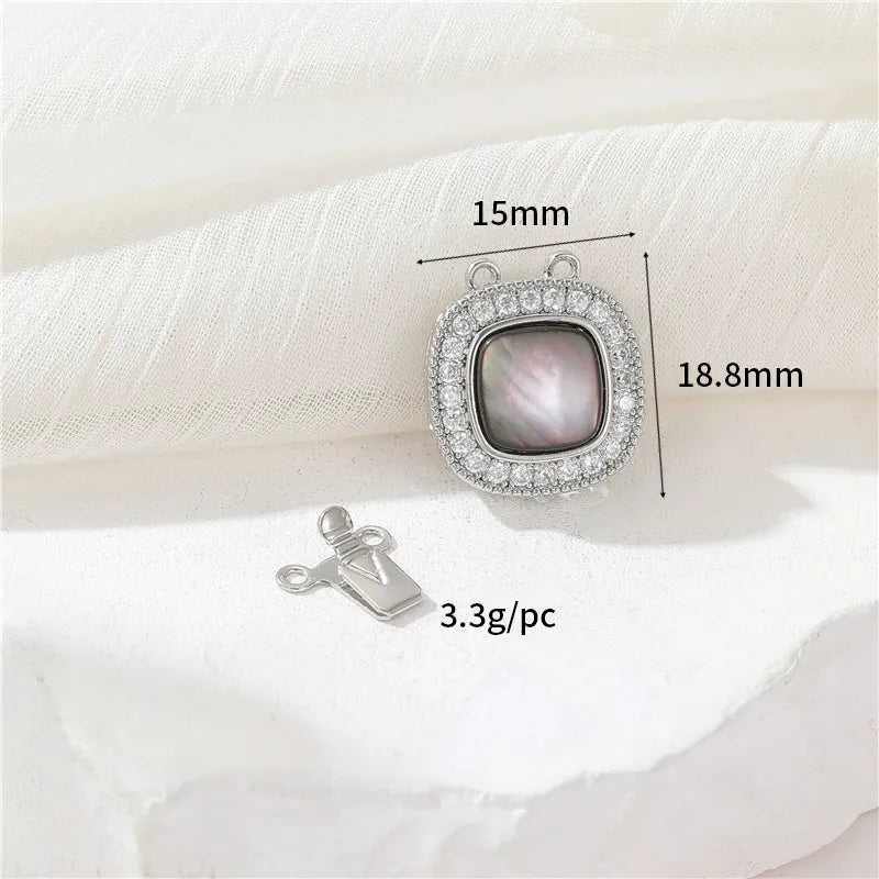 1 Piece Copper Artificial Gemstones Shell Zircon Round Square Butterfly Simple Style