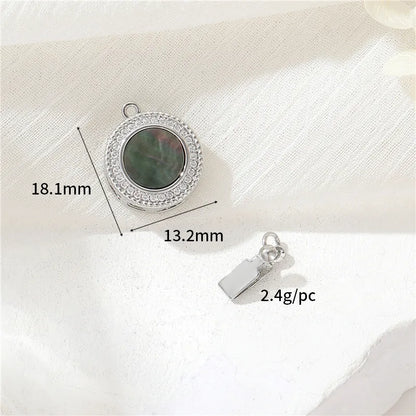 1 Piece Copper Artificial Gemstones Shell Zircon Round Square Butterfly Simple Style