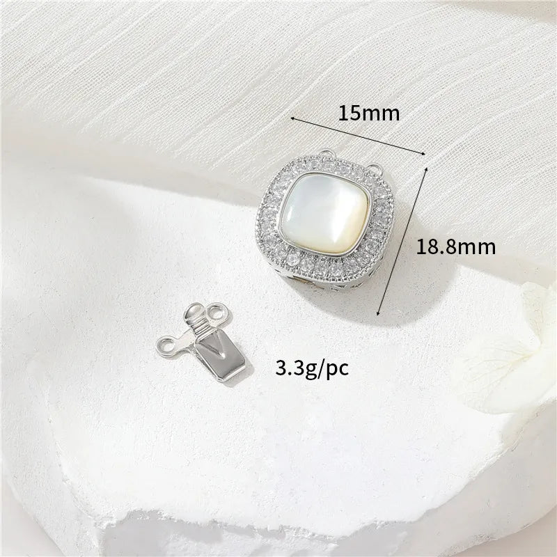 1 Piece Copper Artificial Gemstones Shell Zircon Round Square Butterfly Simple Style