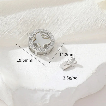 1 Piece Copper Artificial Gemstones Shell Zircon Round Square Butterfly Simple Style