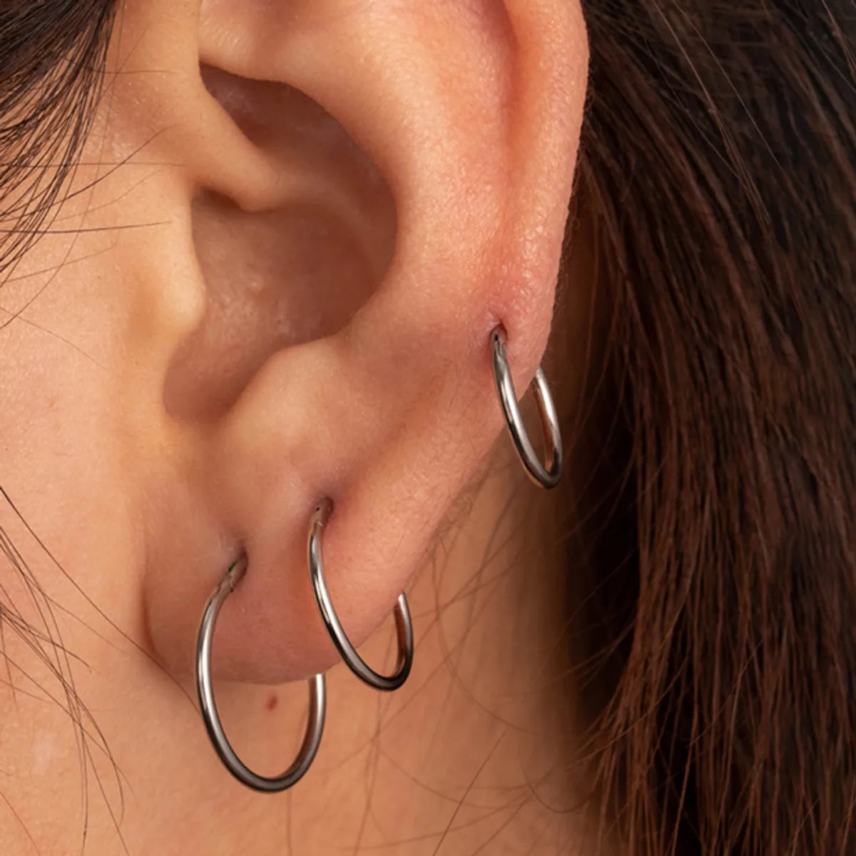 1 Piece Simple Style Round Stainless Steel Earrings