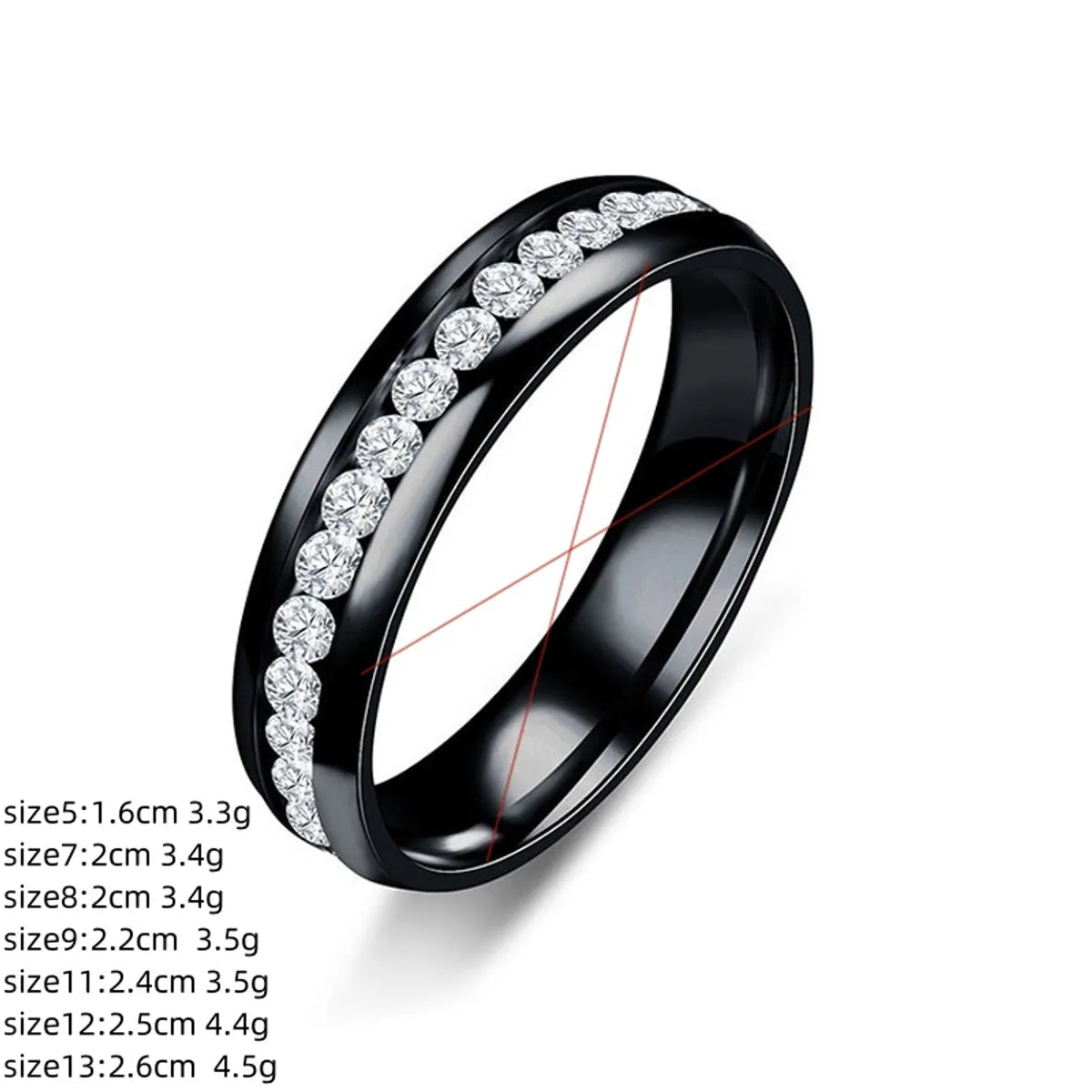 1 Piece Simple Style Round Stainless Steel Plating Inlay Artificial Gemstones Rings