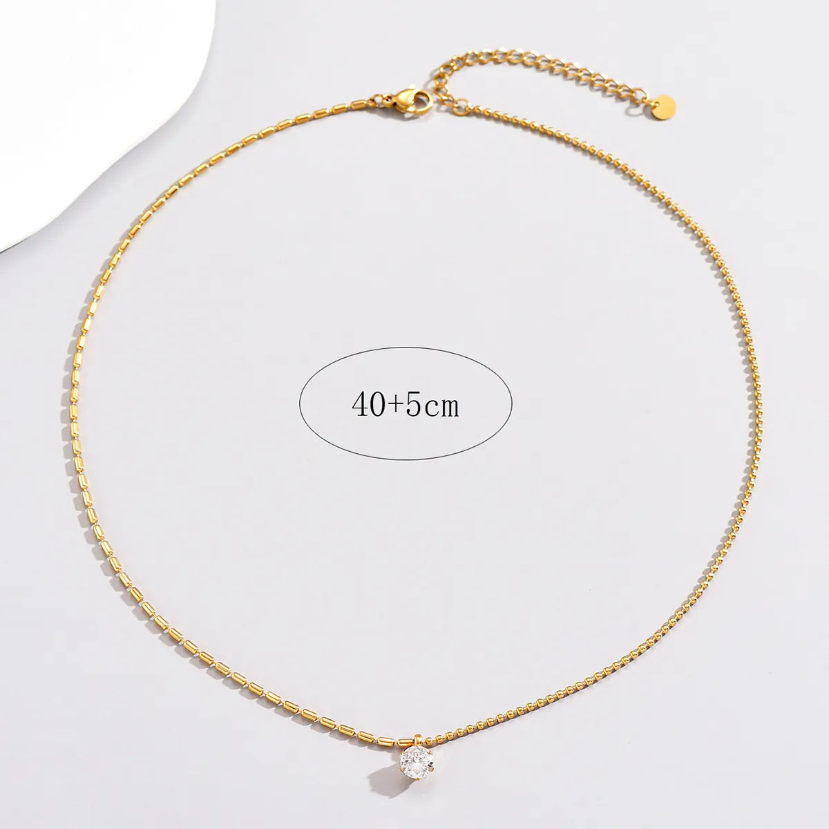 1 Piece Simple Style Round Stainless Steel Plating Inlay Zircon Pendant Necklace