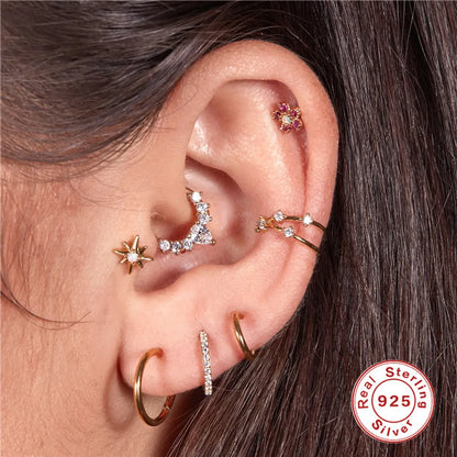 1 Piece Simple Style Round Sterling Silver Plating Inlay Artificial Gemstones 18k Gold Plated Ear Studs