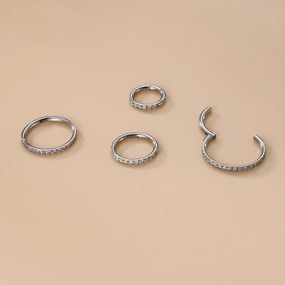 Simple Style Round Titanium Inlaid Zircon Nose Ring