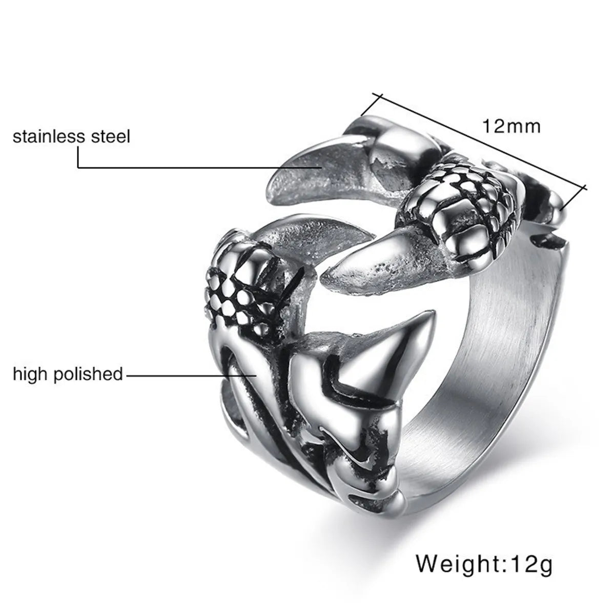 Simple Style Skull Eagle Titanium Steel Polishing Plating Inlay Zircon Men'S Rings