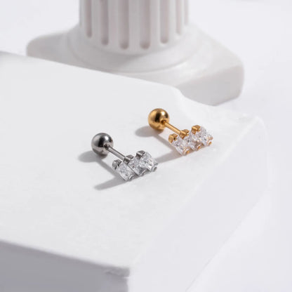 1 Piece Simple Style Snake Stainless Steel Plating Inlay Zircon Ear Studs