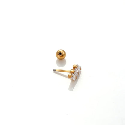 1 Piece Simple Style Snake Stainless Steel Plating Inlay Zircon Ear Studs