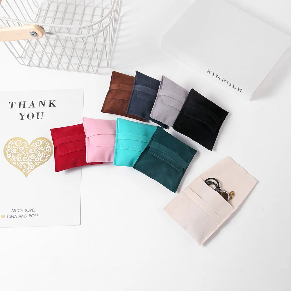 Simple Style Solid Color Cloth Jewelry Packaging Bags