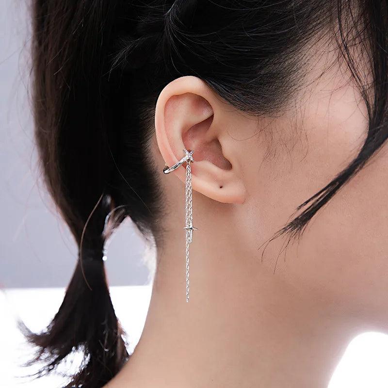 1 Piece Simple Style Solid Color Copper Tassel Plating Ear Clips