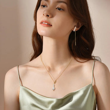 1 Piece Simple Style Solid Color Freshwater Pearl Sterling Silver Plating Pendant Necklace