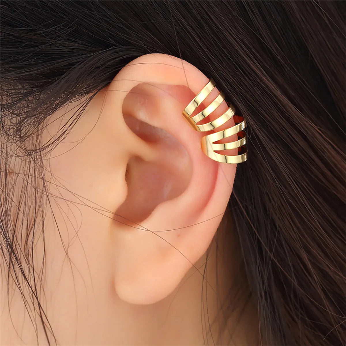 1 Piece Simple Style Solid Color Layered Plating Copper Copper Gold Plated Ear Cuffs