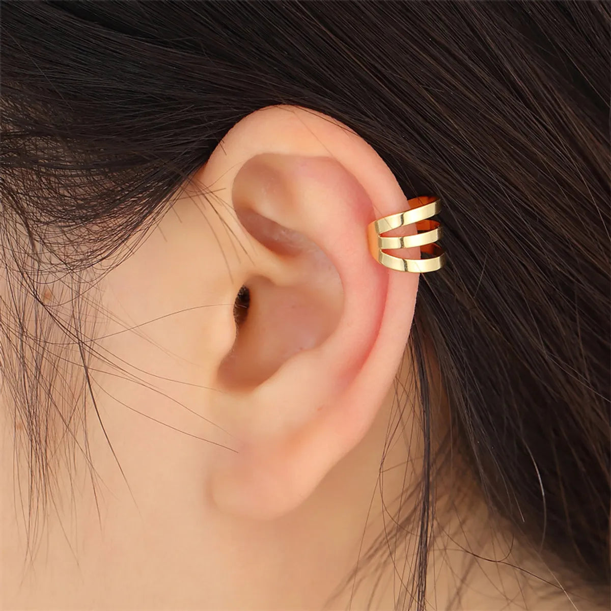 1 Piece Simple Style Solid Color Layered Plating Copper Copper Gold Plated Ear Cuffs