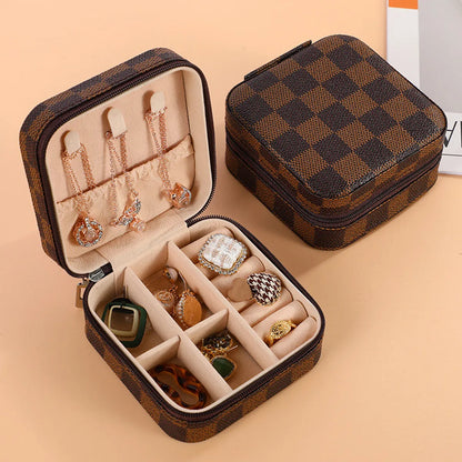 Simple Style Solid Color Leather Jewelry Boxes