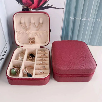 Simple Style Solid Color Leather Jewelry Boxes