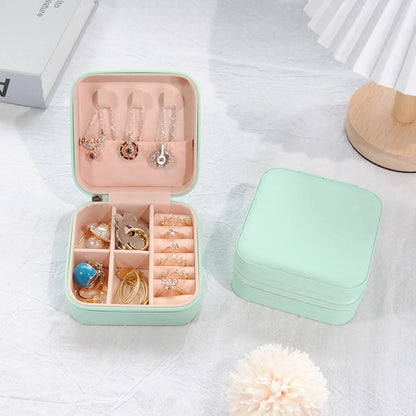 Simple Style Solid Color Leather Jewelry Boxes